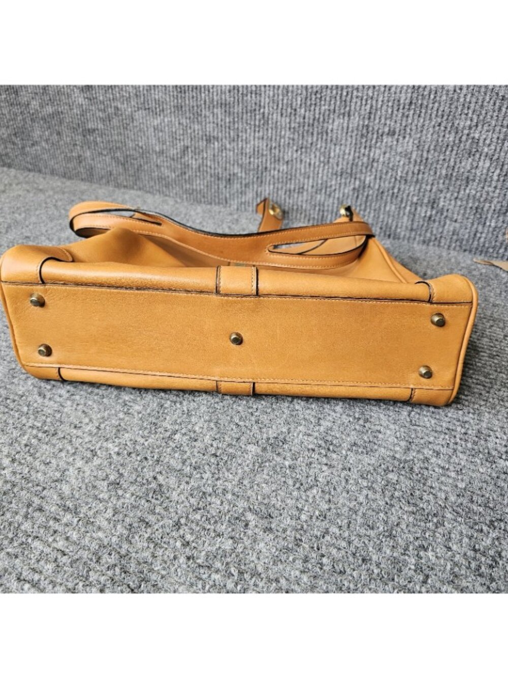 Vintage Mark Cross carmel Leather Gold Hardware 3-Pocket Tote Shoulder Bag Purse - Picture 13 of 13